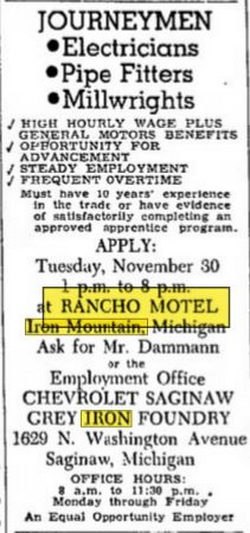 Rancho Motel - Nov 1965 Ad